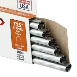 T-25 1/4 in. x 3/8 in. Gray Galvanized 18-Gauge Steel Staples for Category 5 and Telephone Wiring (1,100-Pack) by Arrow -Porter-Cable Sales Shop arrow staples 256 a0 1000