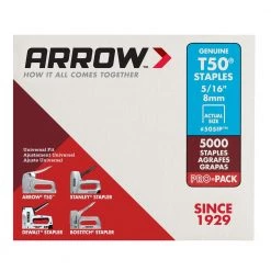 Pro Pack T50 5/16 in. Leg x 3/8 in. Crown Galvanized Steel Staples (5,000-Pack) by Arrow -Porter-Cable Sales Shop arrow staples 505ip 4f 1000