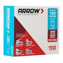 Pro Pack T50 5/16 in. Leg x 3/8 in. Crown Galvanized Steel Staples (5,000-Pack) by Arrow -Porter-Cable Sales Shop arrow staples 505ip fa 1000
