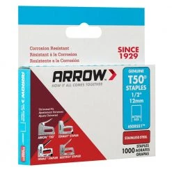 T50 1/2 in. Stainless-Steel Staples (1,000-Pack) by Arrow -Porter-Cable Sales Shop arrow staples 508ss1 fa 1000