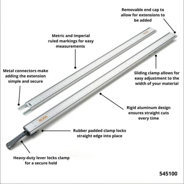 WTX 24 in. and 50 in. Clamp Edges with 50 in. Extension with Connectors and Saw Plate by BORA 7 WTX 24 in. and 50 in. Clamp Edges with 50 in. Extension with Connectors and Saw Plate by BORA - Image 5