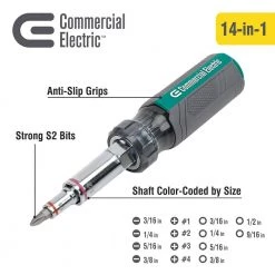 Multi-Bit Screwdriver and Nut Driver by Commercial Electric 16 Multi-Bit Screwdriver and Nut Driver by Commercial Electric -Porter-Cable Sales Shop commercial electric electrical screwdrivers nut drivers ce180604 1f 1000