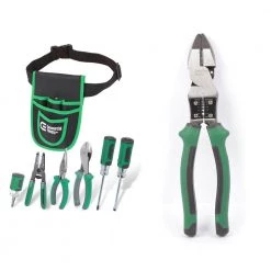 7-Piece Electrician's Tool Set with Pouch and 9 in. High-Leverage Multi-Purpose Linesman Pliers by Commercial Electric
