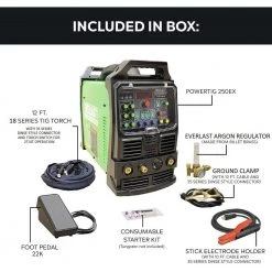 250 Amp PowerTIG 250EX IGBT Digital Inverter AC/DC Stick/TIG Welder with High Frequency and Lift TIG Start, 240V by Everlast -Porter-Cable Sales Shop everlast multi process welders powertig 250ex 4f 1000