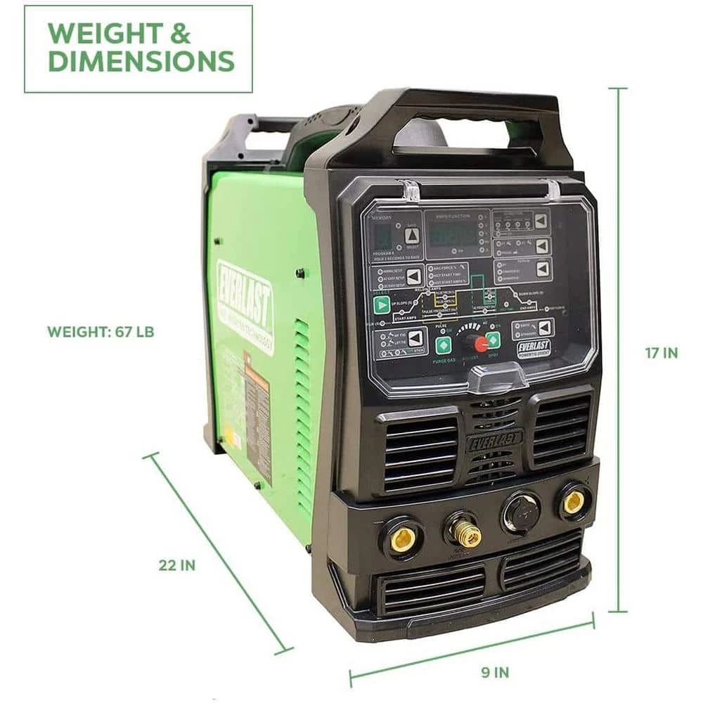 250 Amp PowerTIG 255EXT IGBT Digital Inverter AC/DC Stick/TIG Welder with High Frequency and Lift TIG Start, 120V/240V by Everlast 9 250 Amp PowerTIG 255EXT IGBT Digital Inverter AC/DC Stick/TIG Welder with High Frequency and Lift TIG Start, 120V/240V by Everlast - Image 7
