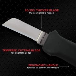Cable Splicers Knife, 6-1/4 in. with 1-1/2 in. blade, Ergonomic Handle by Jameson 10 Cable Splicers Knife, 6-1/4 in. with 1-1/2 in. blade, Ergonomic Handle by Jameson -Porter-Cable Sales Shop jameson fixed blade knives 32 24e 4f 1000